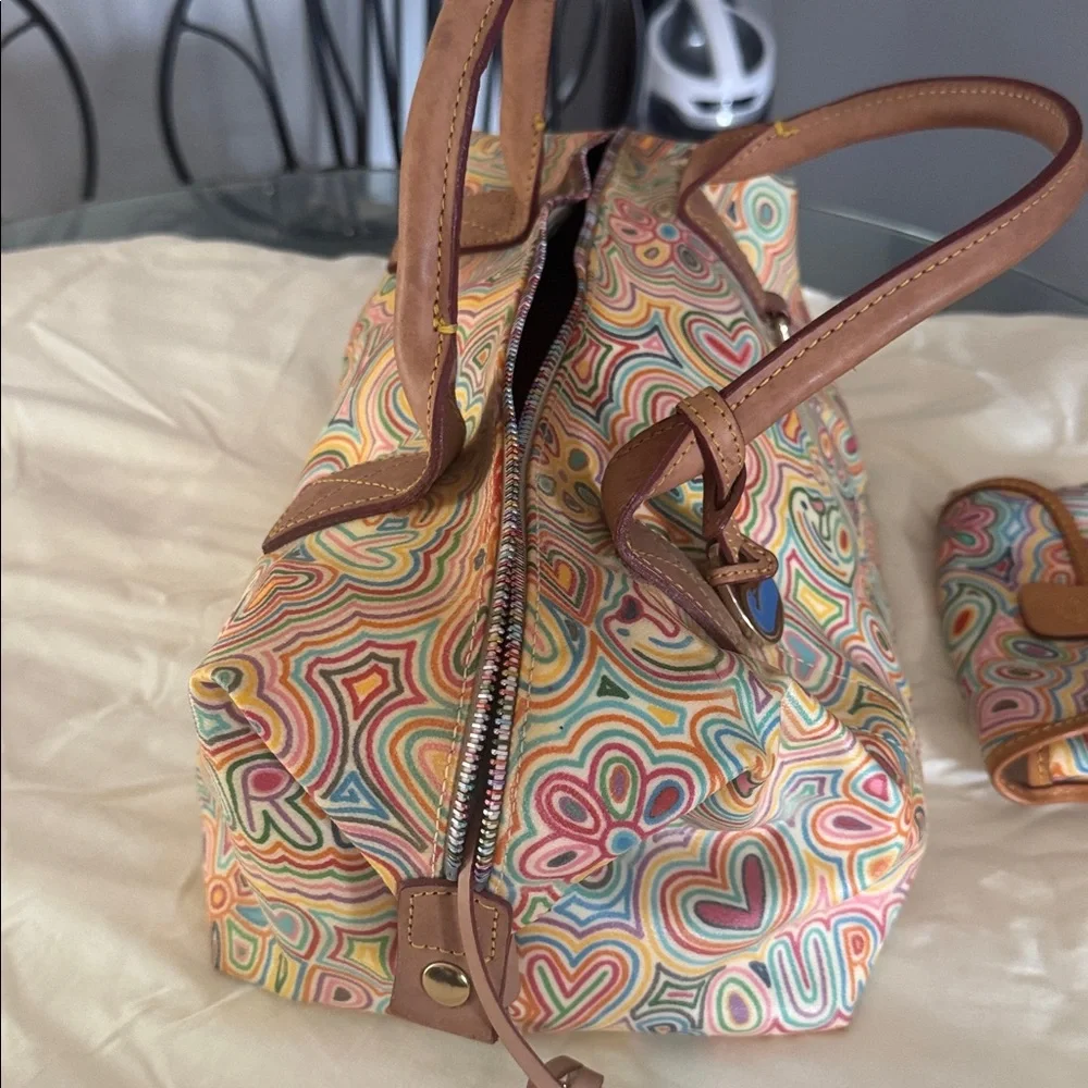 Dooney & Bourke Colorful Patterned Satchel and Pouch - Picture 2 of 4